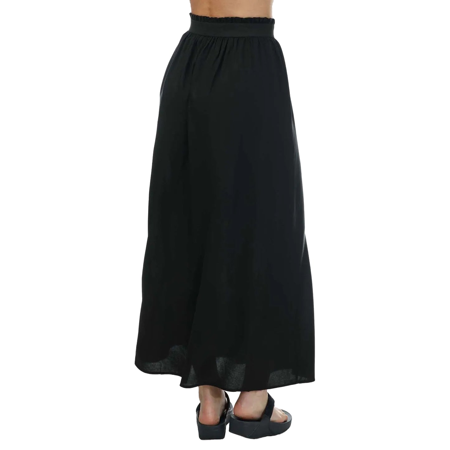 Black - Back - Only Womens-Ladies Paperbag Maxi Skirt
