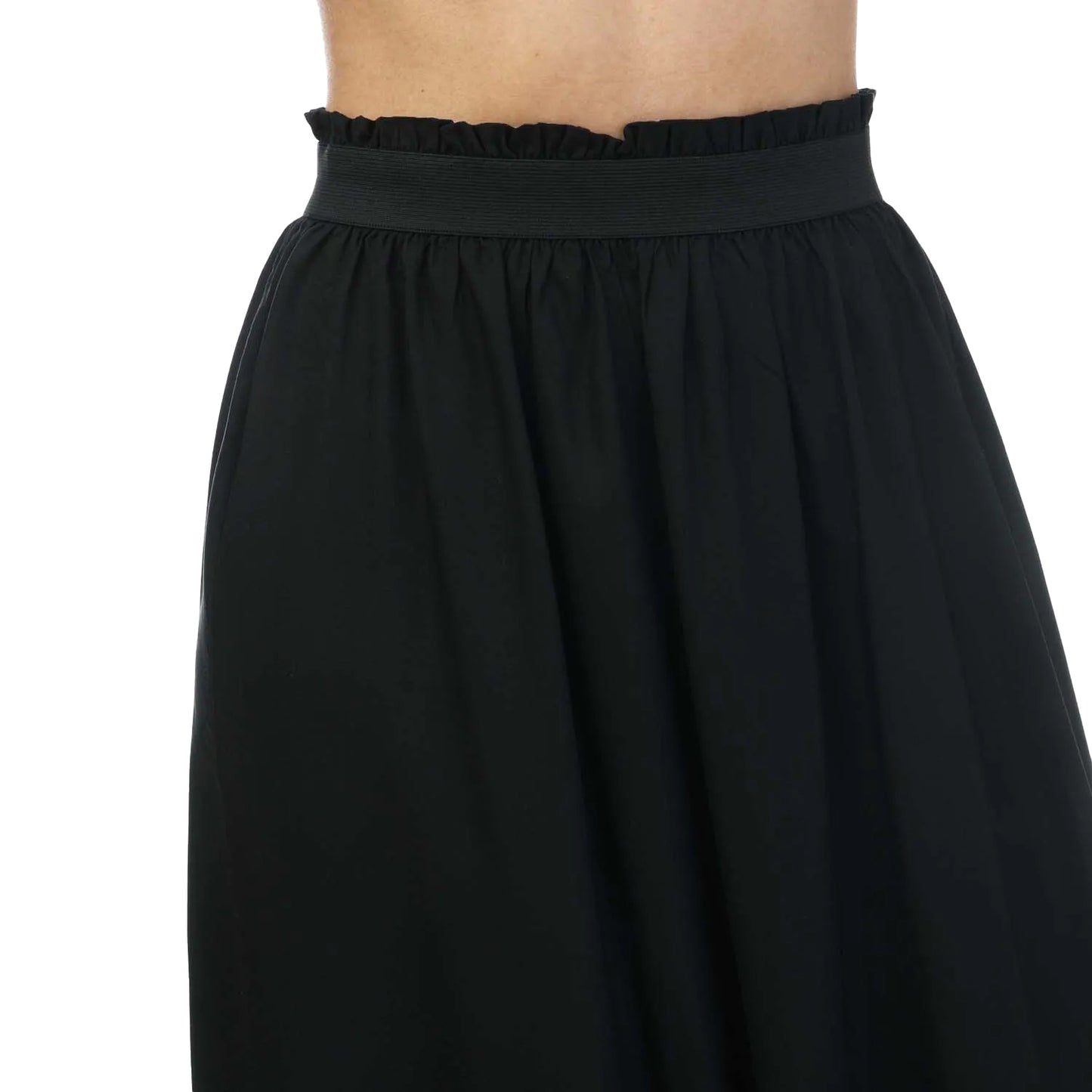 Black - Side - Only Womens-Ladies Paperbag Maxi Skirt