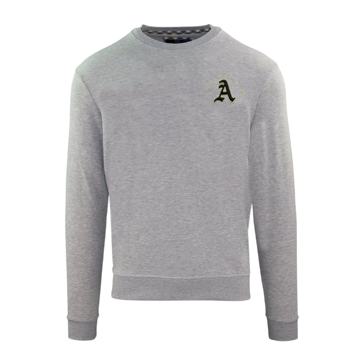 Grey - Front - Aquascutum Mens Embroidered Logo Crew Neck Long-Sleeved Sweatshirt