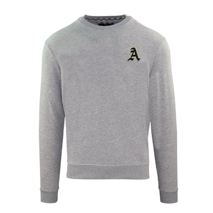 Grey - Front - Aquascutum Mens Embroidered Logo Crew Neck Long-Sleeved Sweatshirt