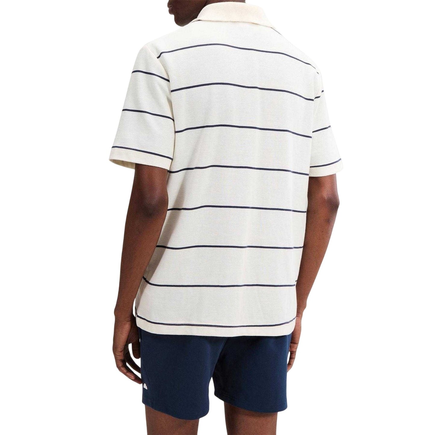 Off White - Back - Ellesse Mens Cimetta Striped Polo Shirt