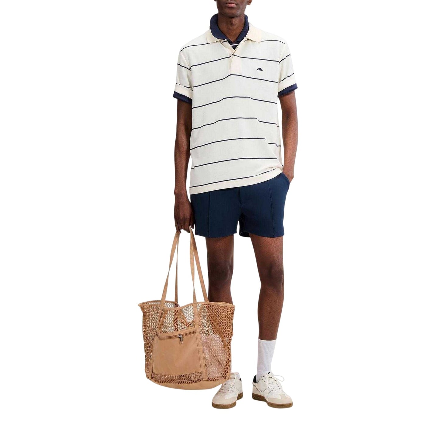 Off White - Side - Ellesse Mens Cimetta Striped Polo Shirt