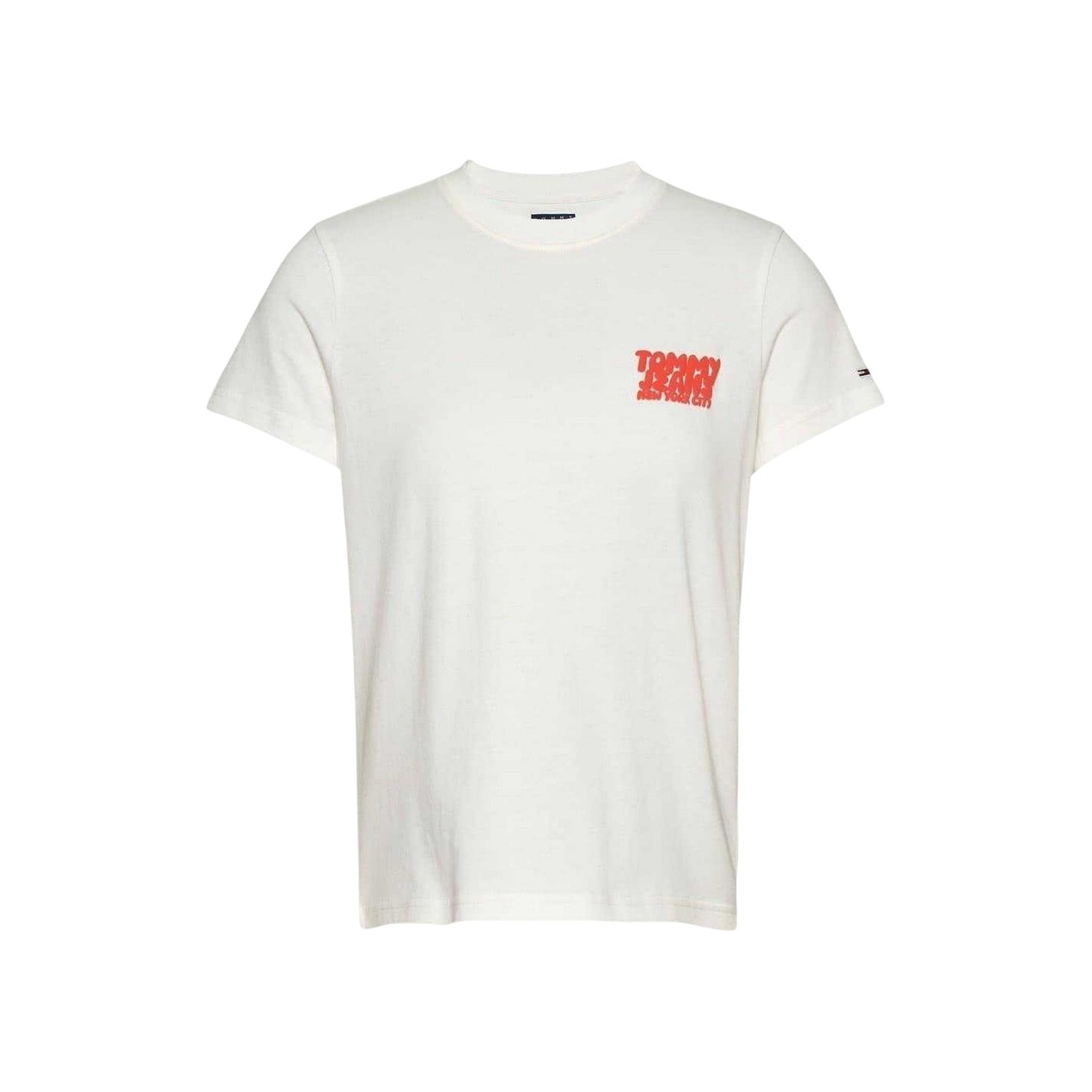 Ecru - Front - Tommy Jeans Womens-Ladies Lettering Crew Neck Regular T-Shirt