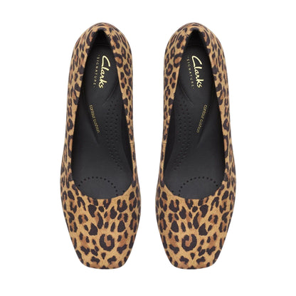 Leopard - Side - Clarks Womens-Ladies Fernie Leopard Print Court Shoes