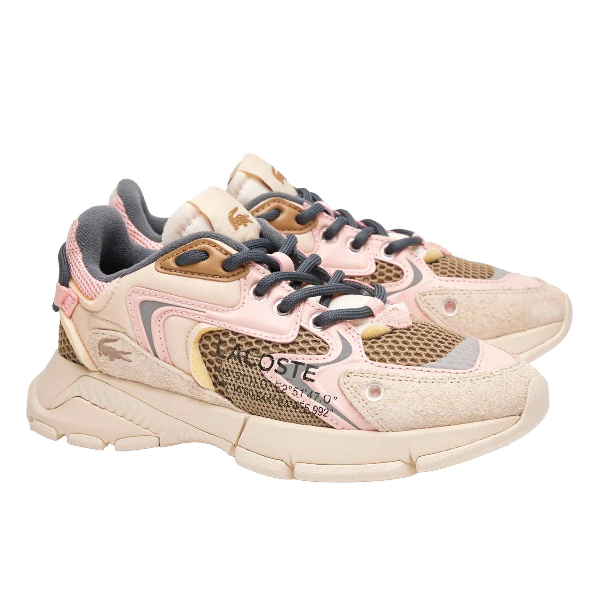 Off White - Pack Shot - Lacoste Womens-Ladies L003 Neo Leather Detailing Trainers