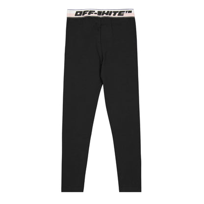 Black - Back - Off White Childrens-Kids Logo Leggings