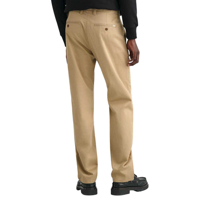 Dark Khaki - Back - Gant Mens Twill Slim Chinos