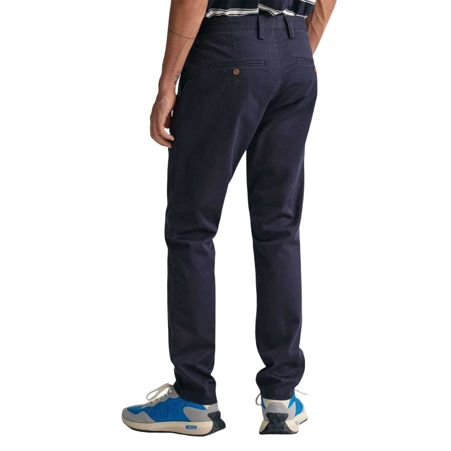 Navy - Back - Gant Mens Twill Slim Chinos