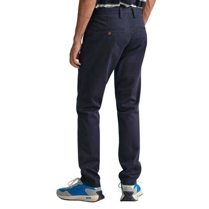 Navy - Back - Gant Mens Twill Slim Chinos