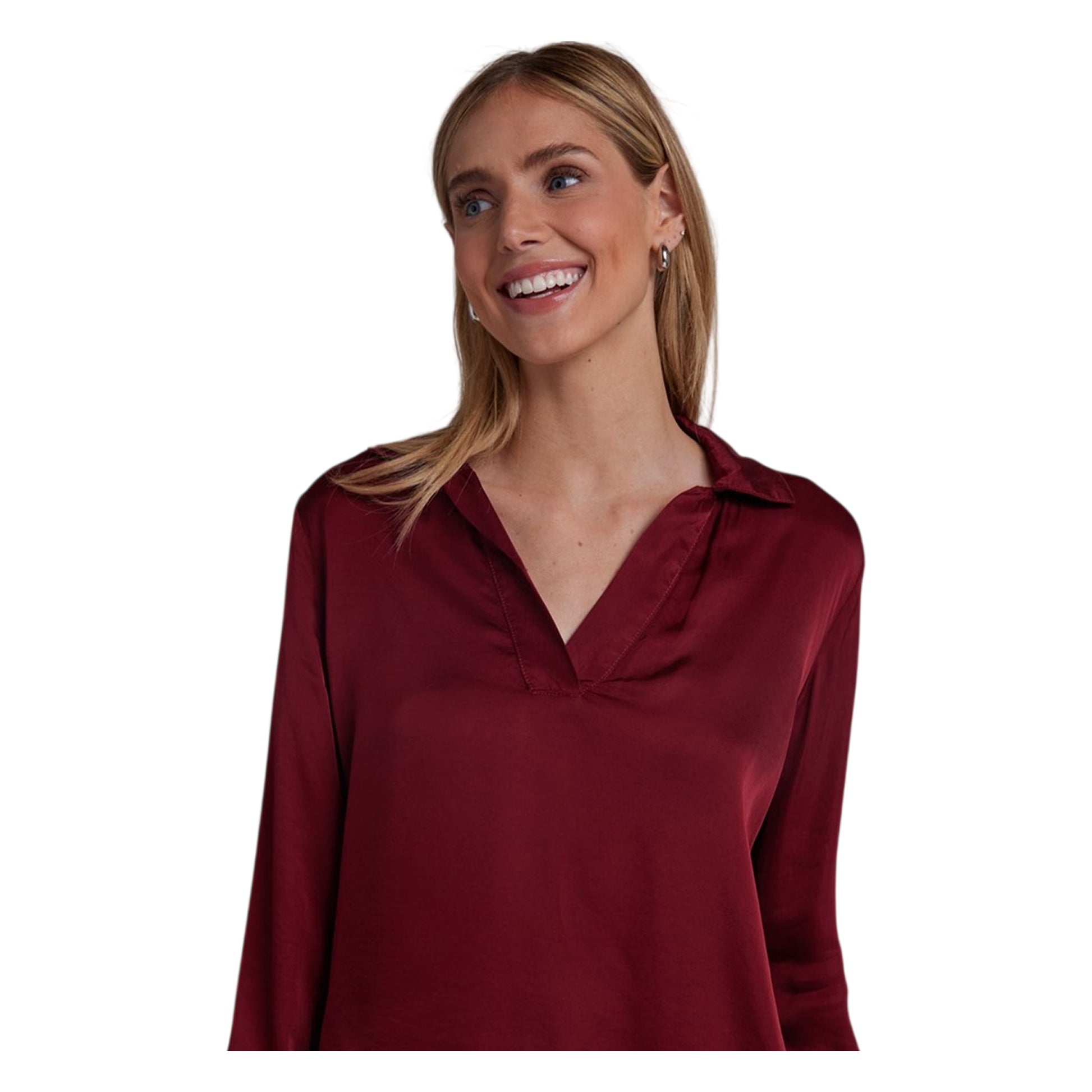 Sangria - Back - Bella Dahl Womens-Ladies Satin V Neck Long-Sleeved Sweatshirt