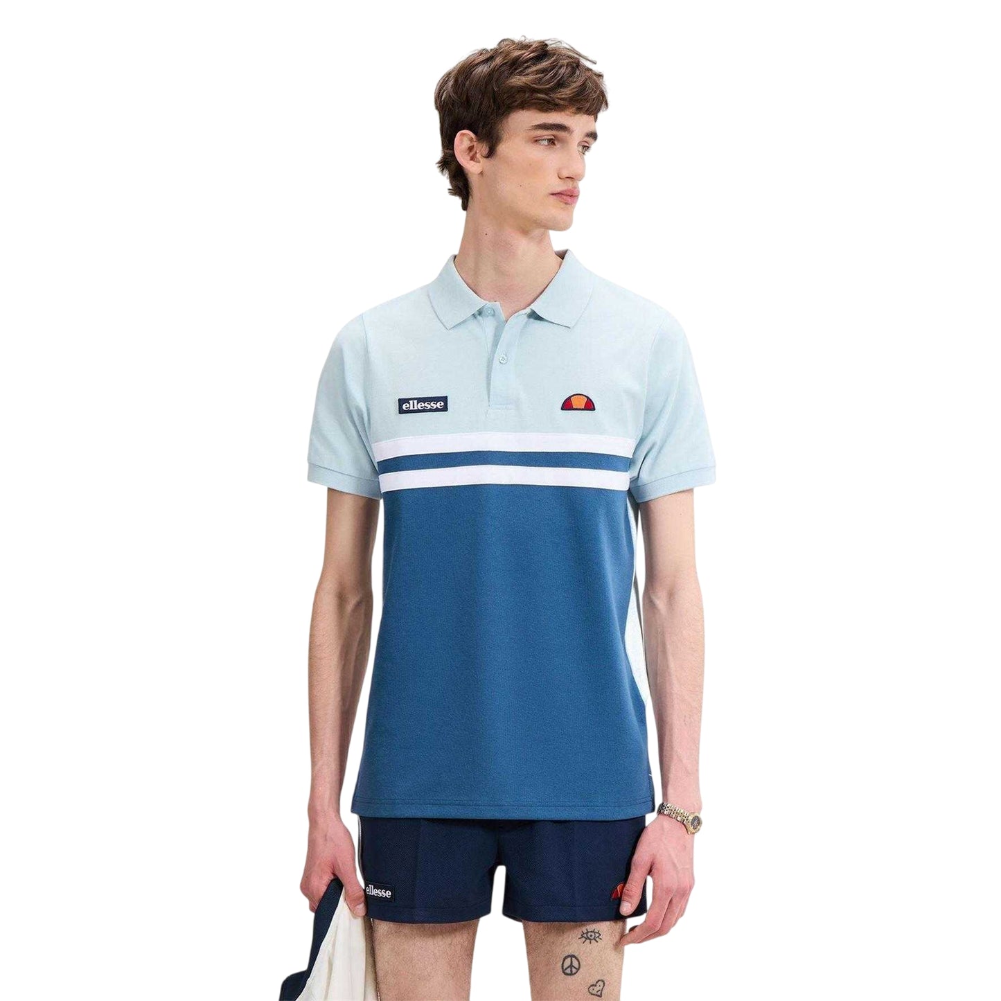 Blue-Light Blue - Back - Ellesse Mens Muccia Colour Block Polo Shirt