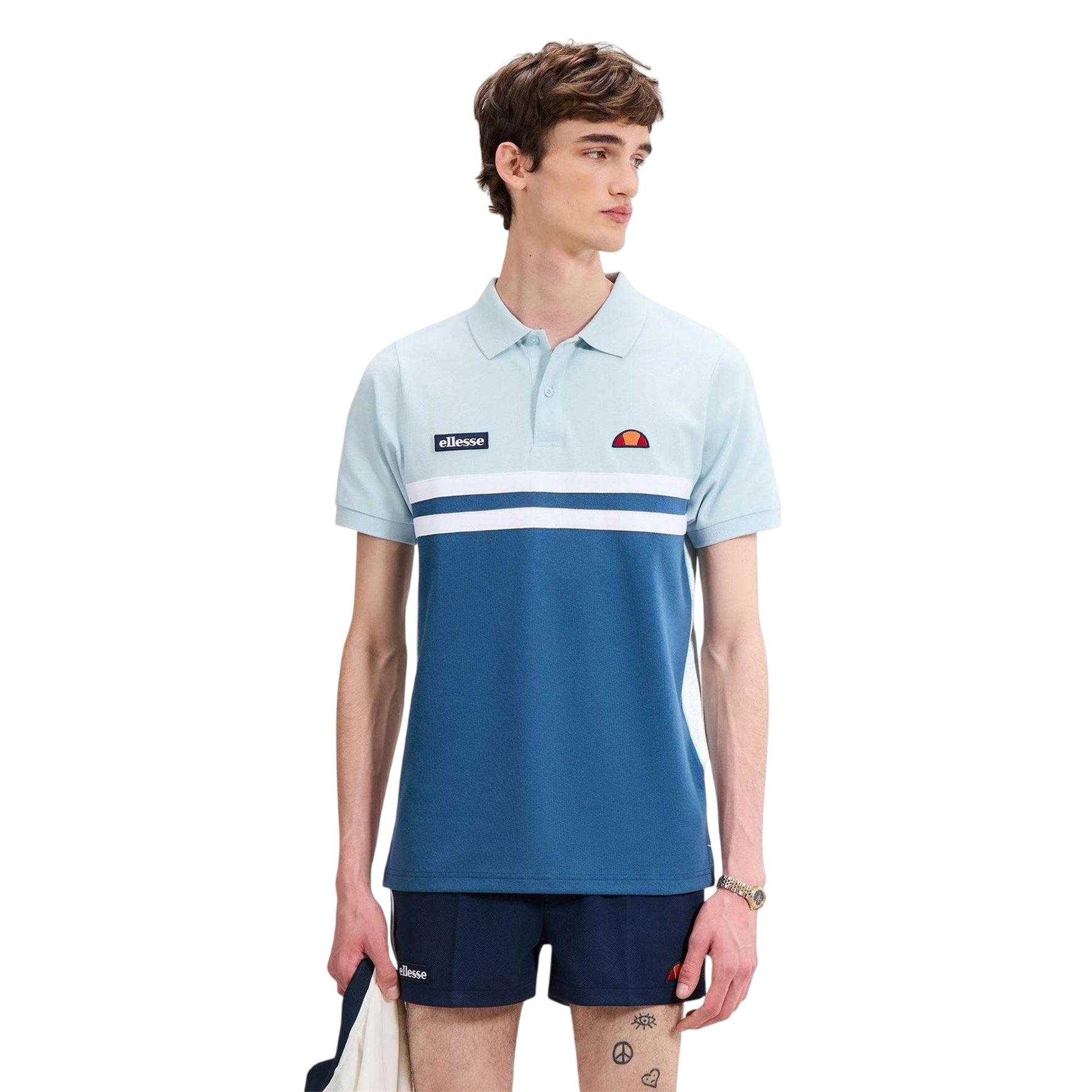 Blue-Light Blue - Back - Ellesse Mens Muccia Colour Block Polo Shirt