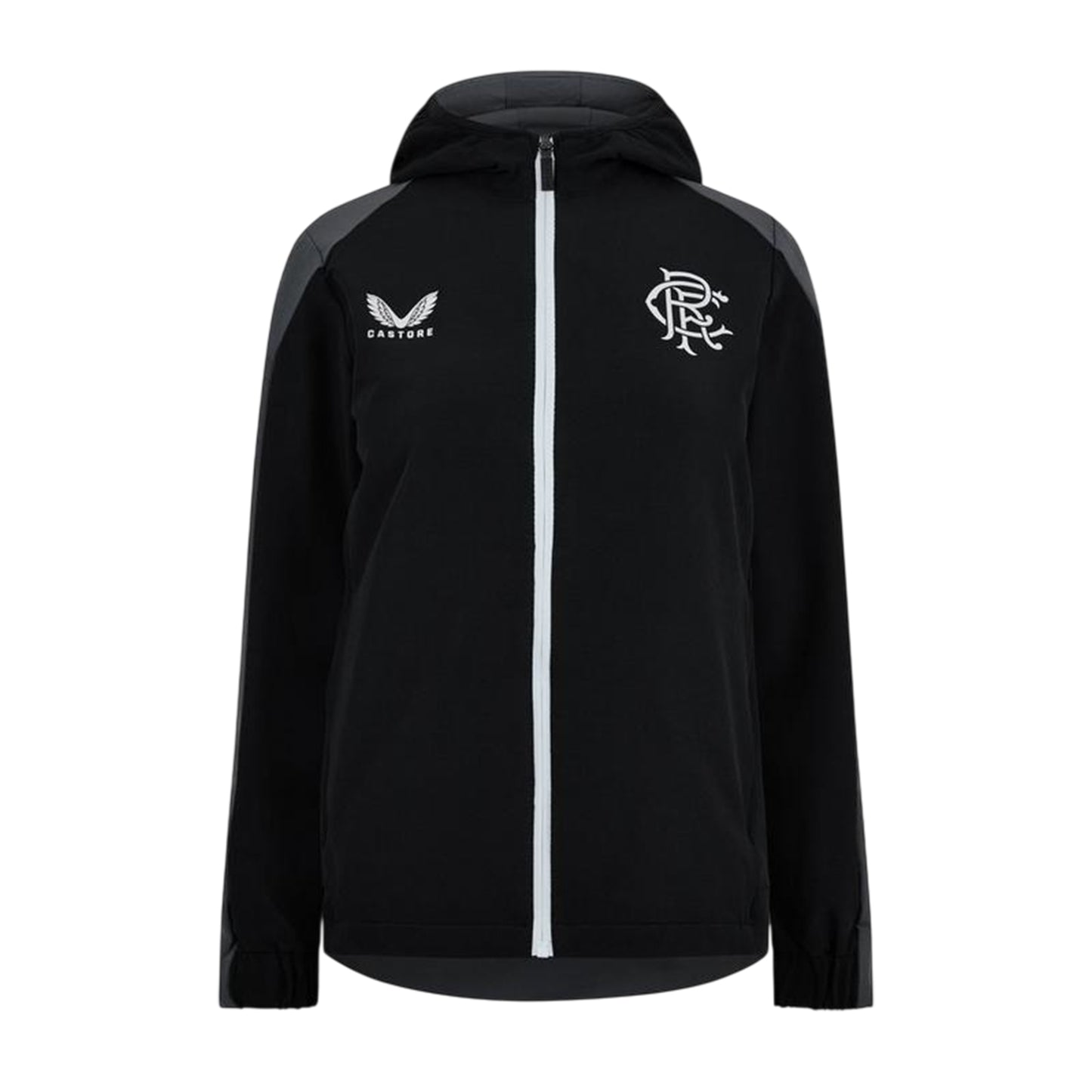 Black - Front - Castore Womens-Ladies Rangers FC Relaxed Fit Windbreaker