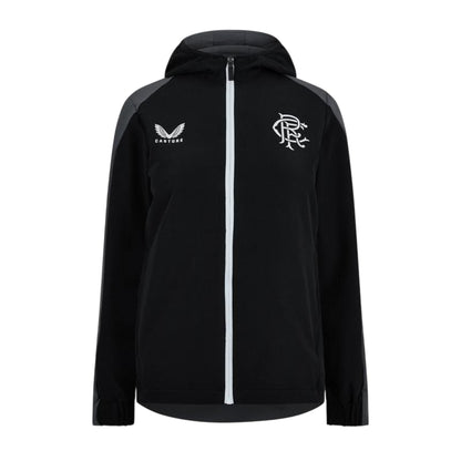 Black - Front - Castore Womens-Ladies Rangers FC Relaxed Fit Windbreaker