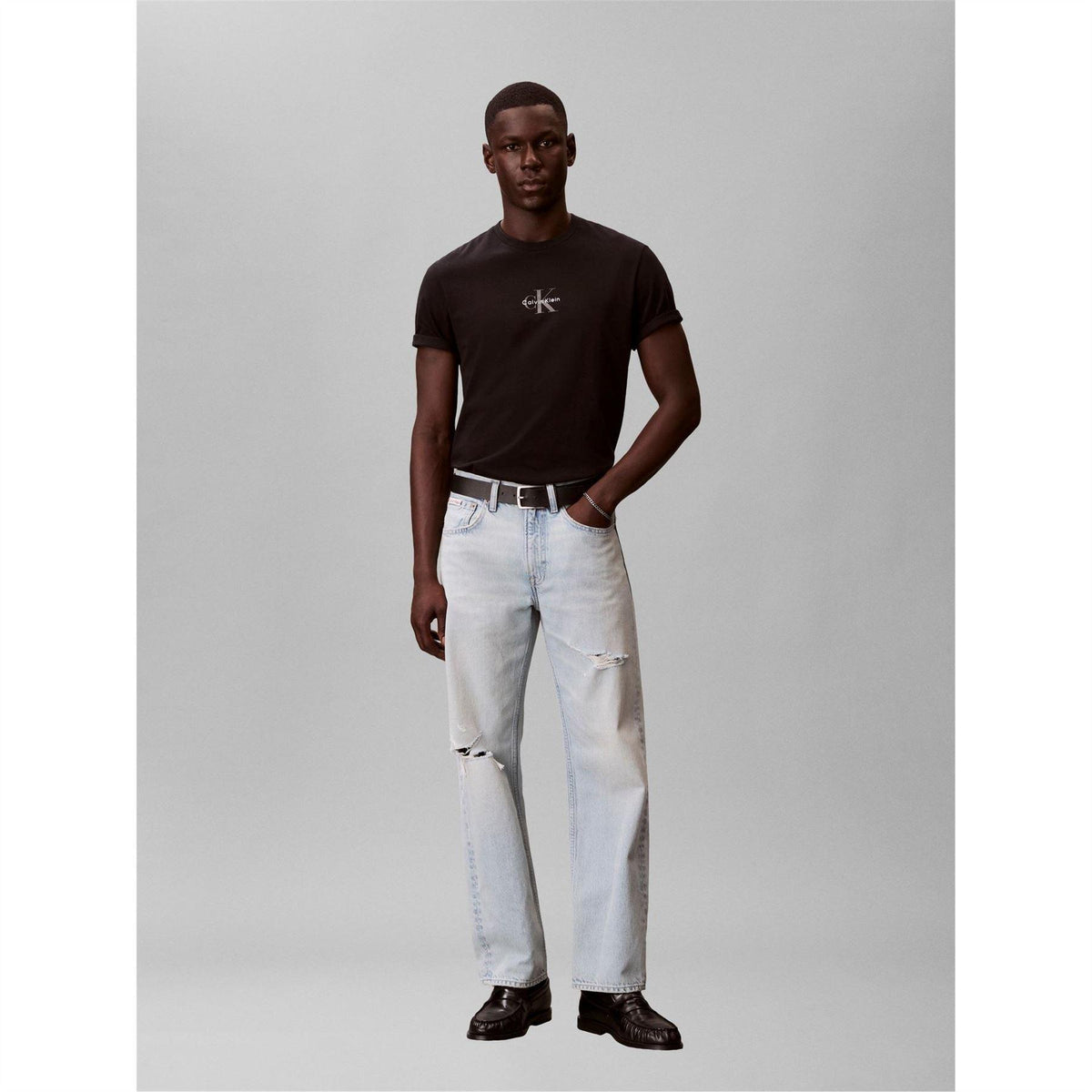 Black - Back - Calvin Klein Mens Logo Printed T-Shirt