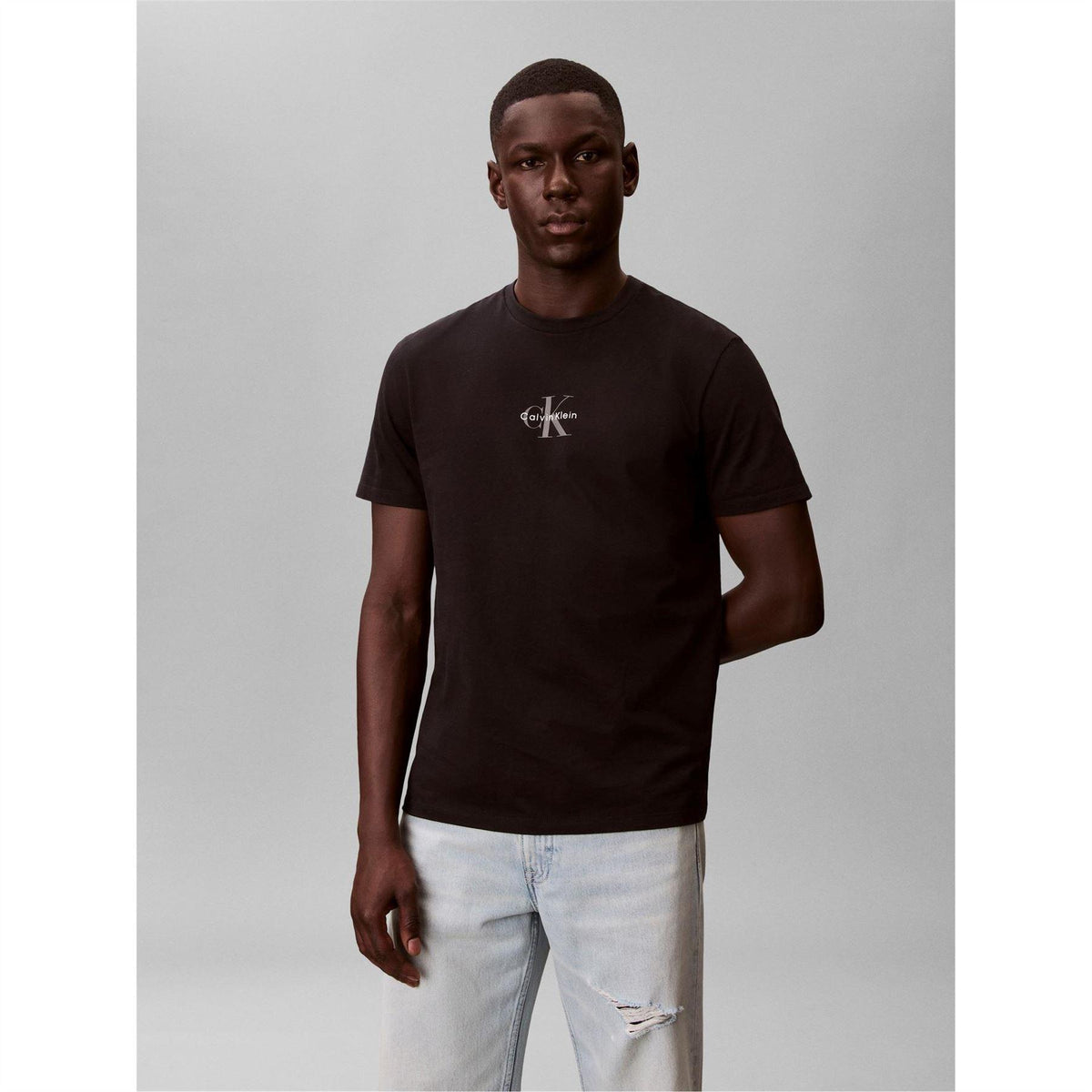 Black - Side - Calvin Klein Mens Logo Printed T-Shirt