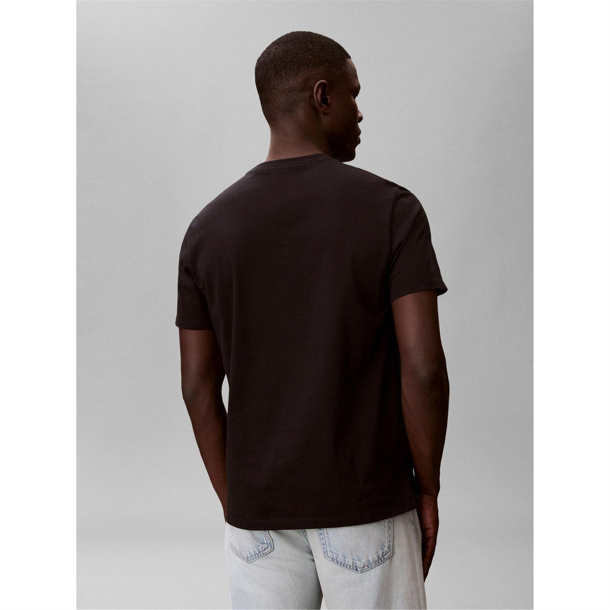 Black - Pack Shot - Calvin Klein Mens Logo Printed T-Shirt