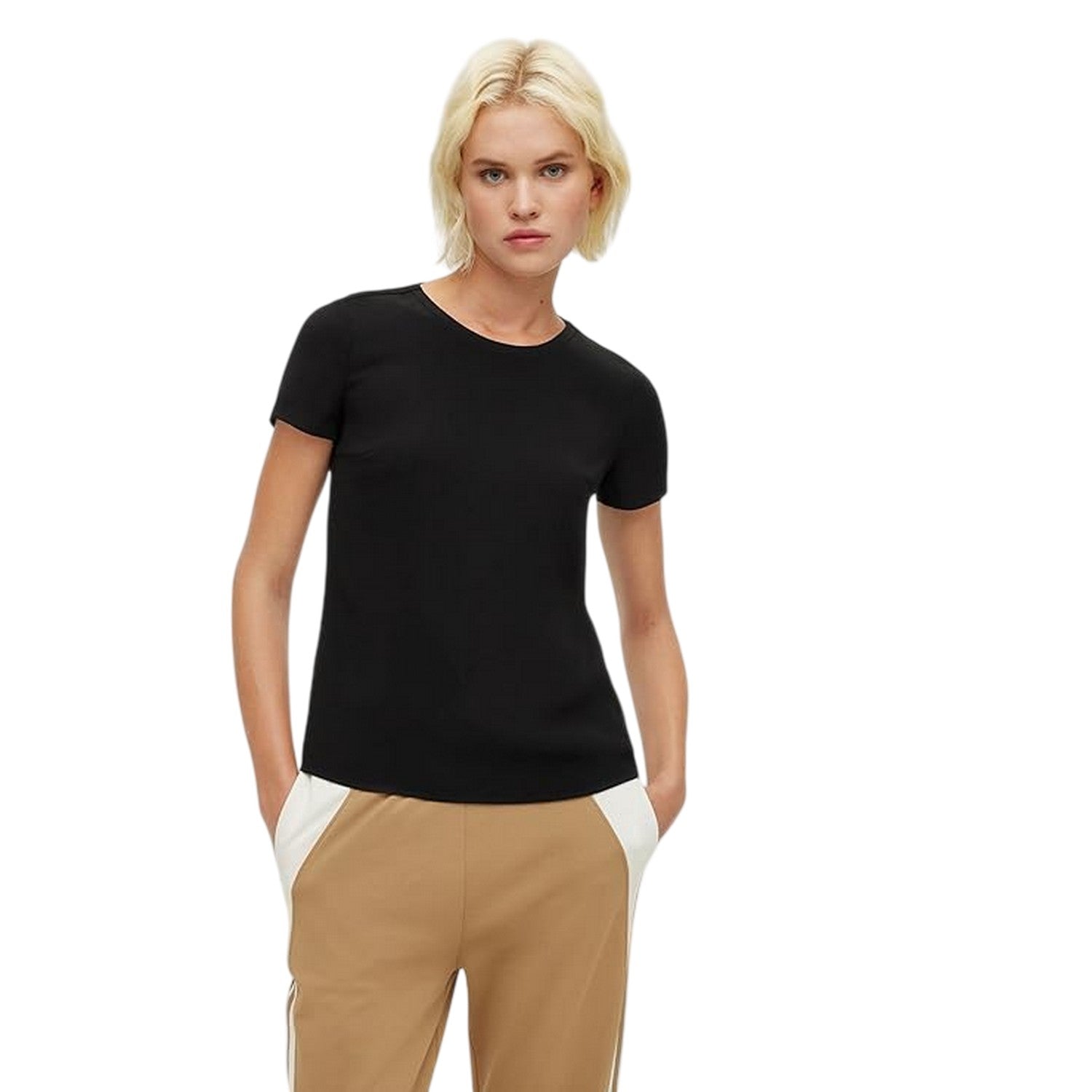 Black - Side - Boss Womens-Ladies Crew Neck Regular T-Shirt