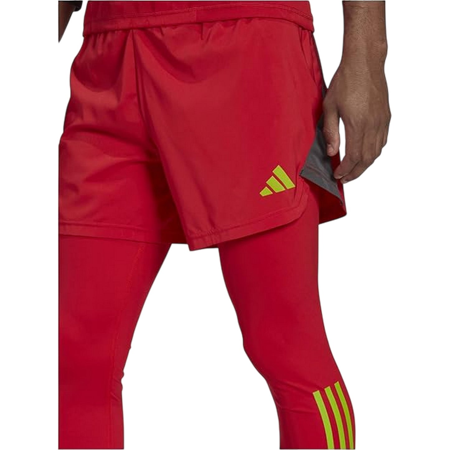 Red - Side - Adidas Mens Compression Base Layer Leggings