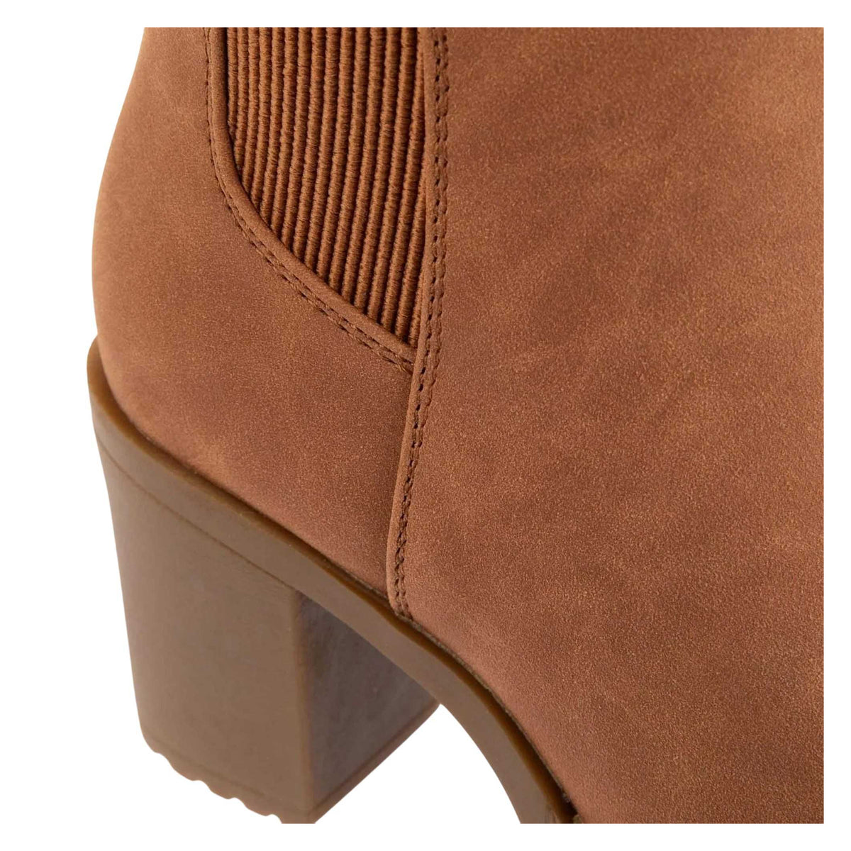 Cognac - Lifestyle - Only Womens-Ladies Faux Suede Block Heel Chelsea Boots