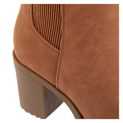 Cognac - Lifestyle - Only Womens-Ladies Faux Suede Block Heel Chelsea Boots