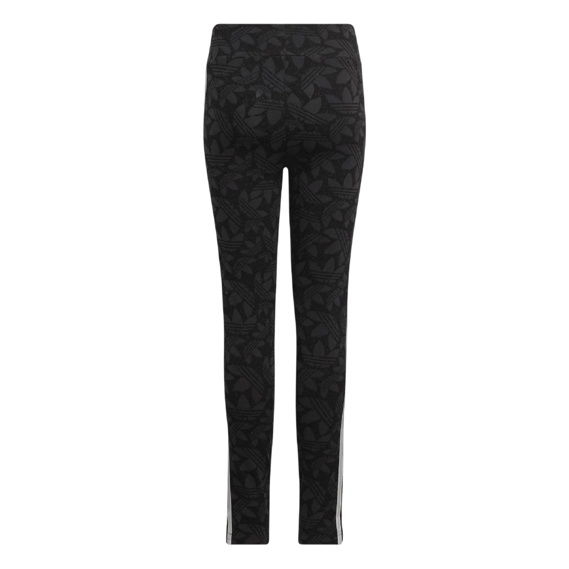 Grey - Back - Adidas Girls Waisted All-Over Print Leggings