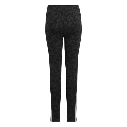 Grey - Back - Adidas Girls Waisted All-Over Print Leggings