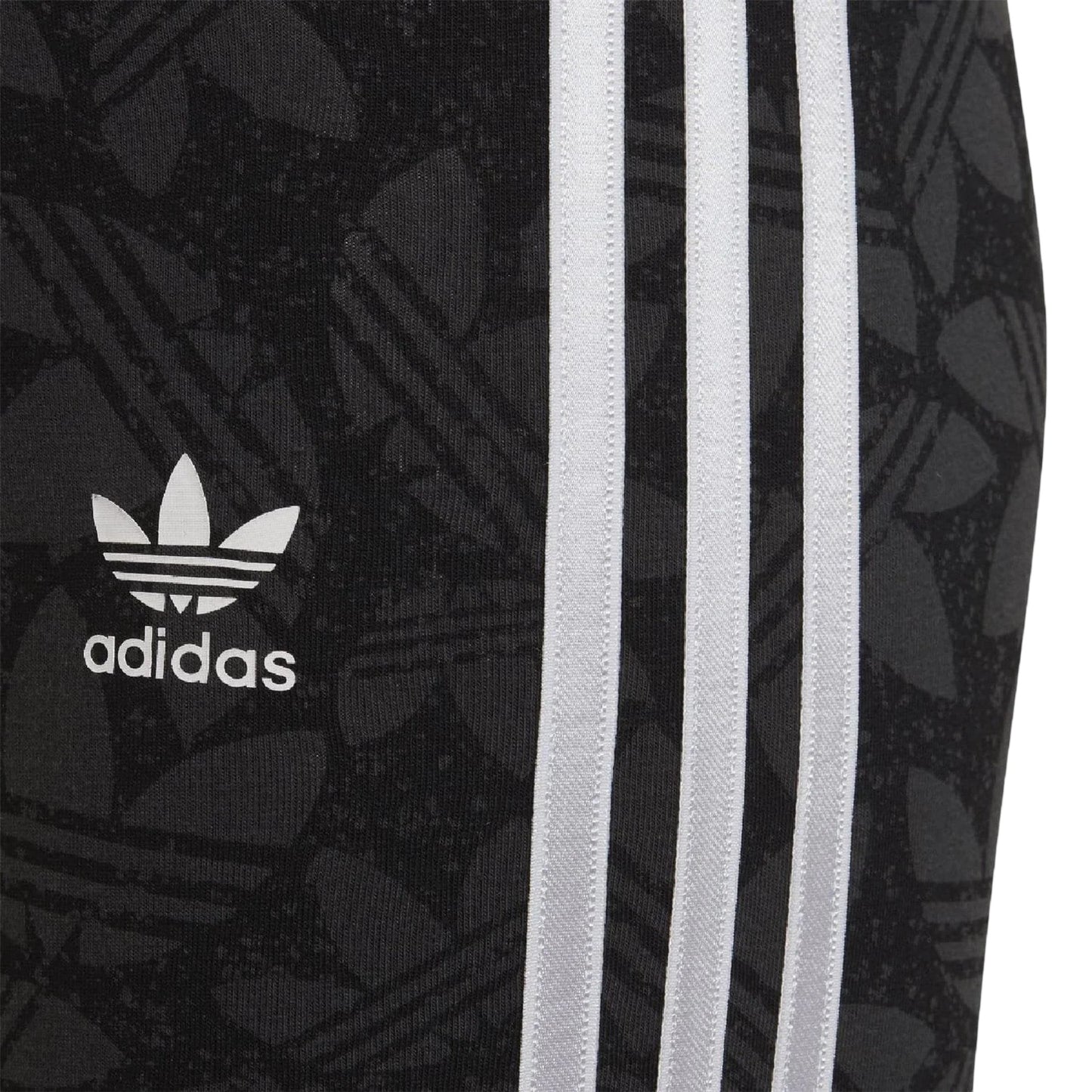 Grey - Side - Adidas Girls Waisted All-Over Print Leggings