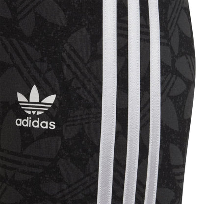 Grey - Side - Adidas Girls Waisted All-Over Print Leggings