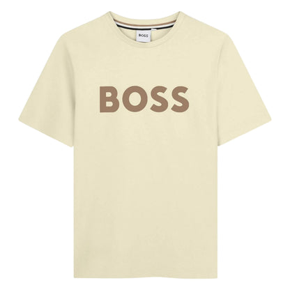Cream - Front - Boss Childrens-Kids Logo T-Shirt