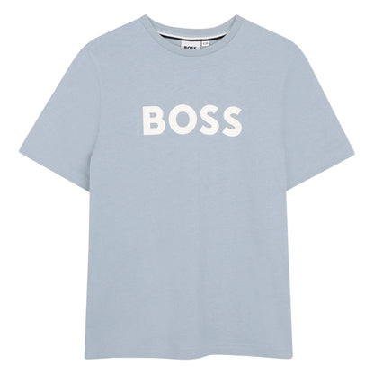 Pale Blue - Front - Boss Childrens-Kids Logo T-Shirt