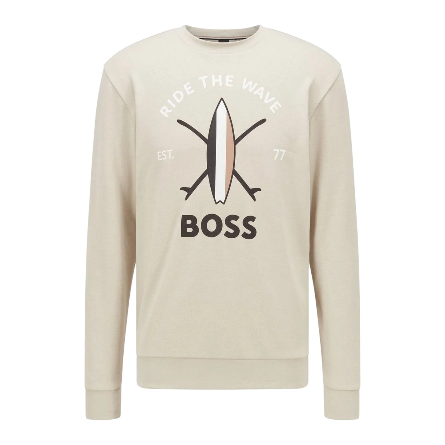 Beige - Front - Boss Mens Ride The Wave Logo Sweatshirt