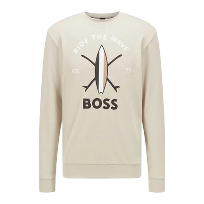 Beige - Front - Boss Mens Ride The Wave Logo Sweatshirt