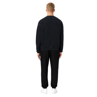 Black - Back - Lacoste Unisex Adult Washed Fleece Loose Fit Sweatshirt