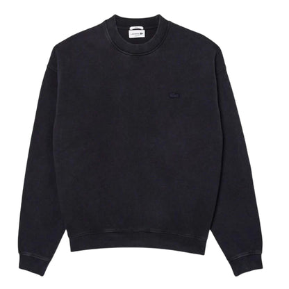 Black - Front - Lacoste Unisex Adult Washed Fleece Loose Fit Sweatshirt