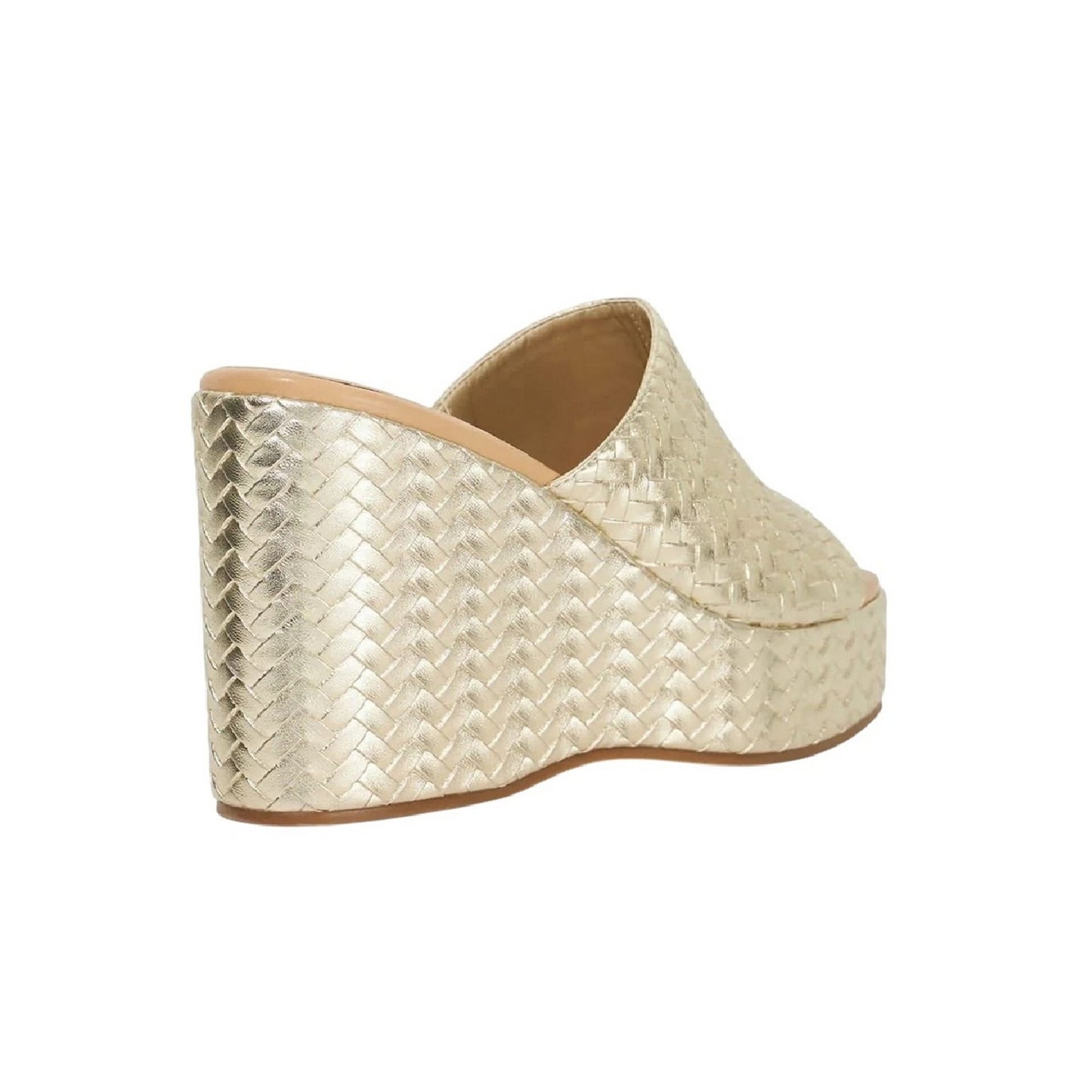 Gold - Back - Dune London Womens-Ladies Shuv Textured Wedge Sandals