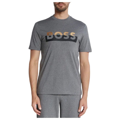 Medium Grey - Side - Boss Mens Lettering Regular T-Shirt