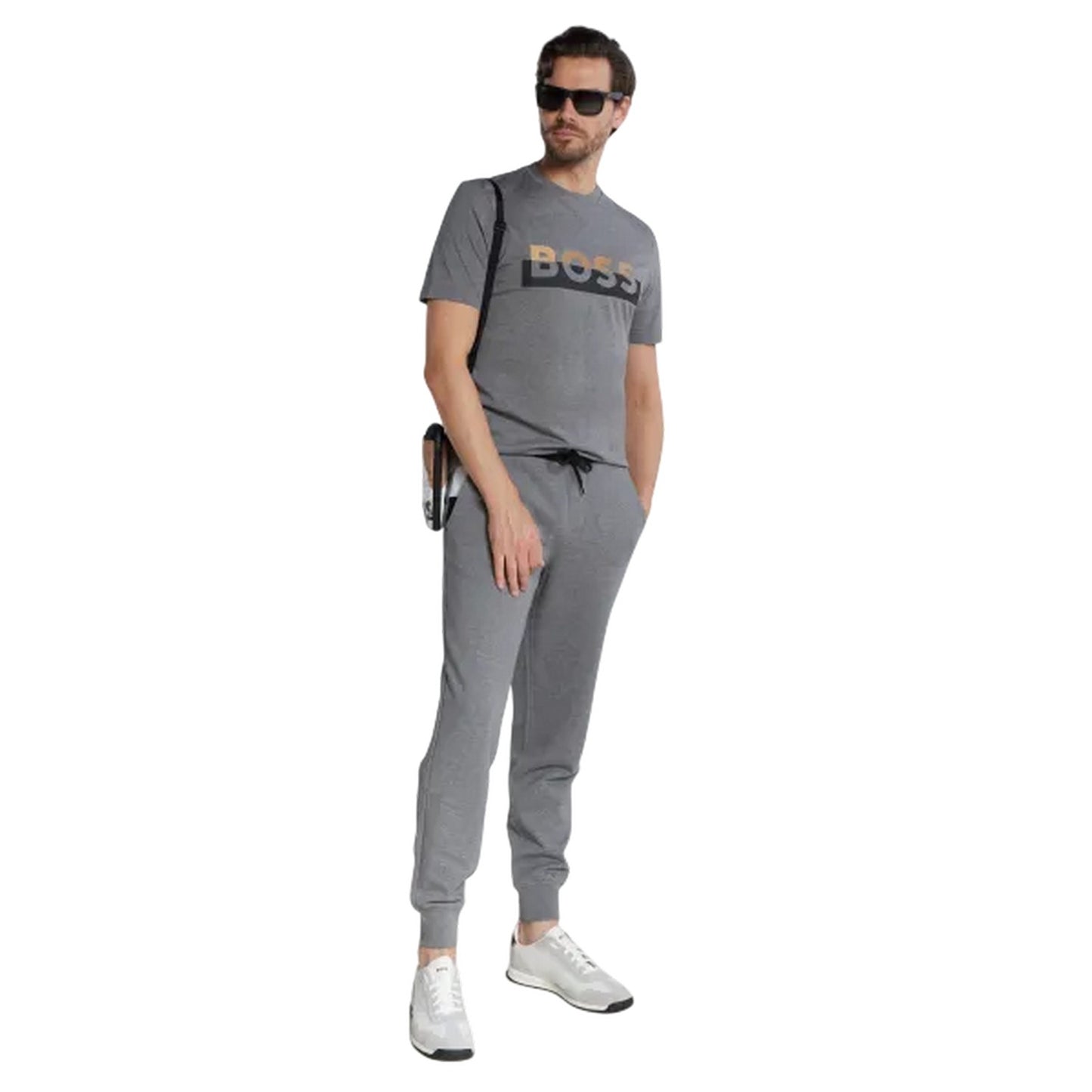 Medium Grey - Lifestyle - Boss Mens Lettering Regular T-Shirt