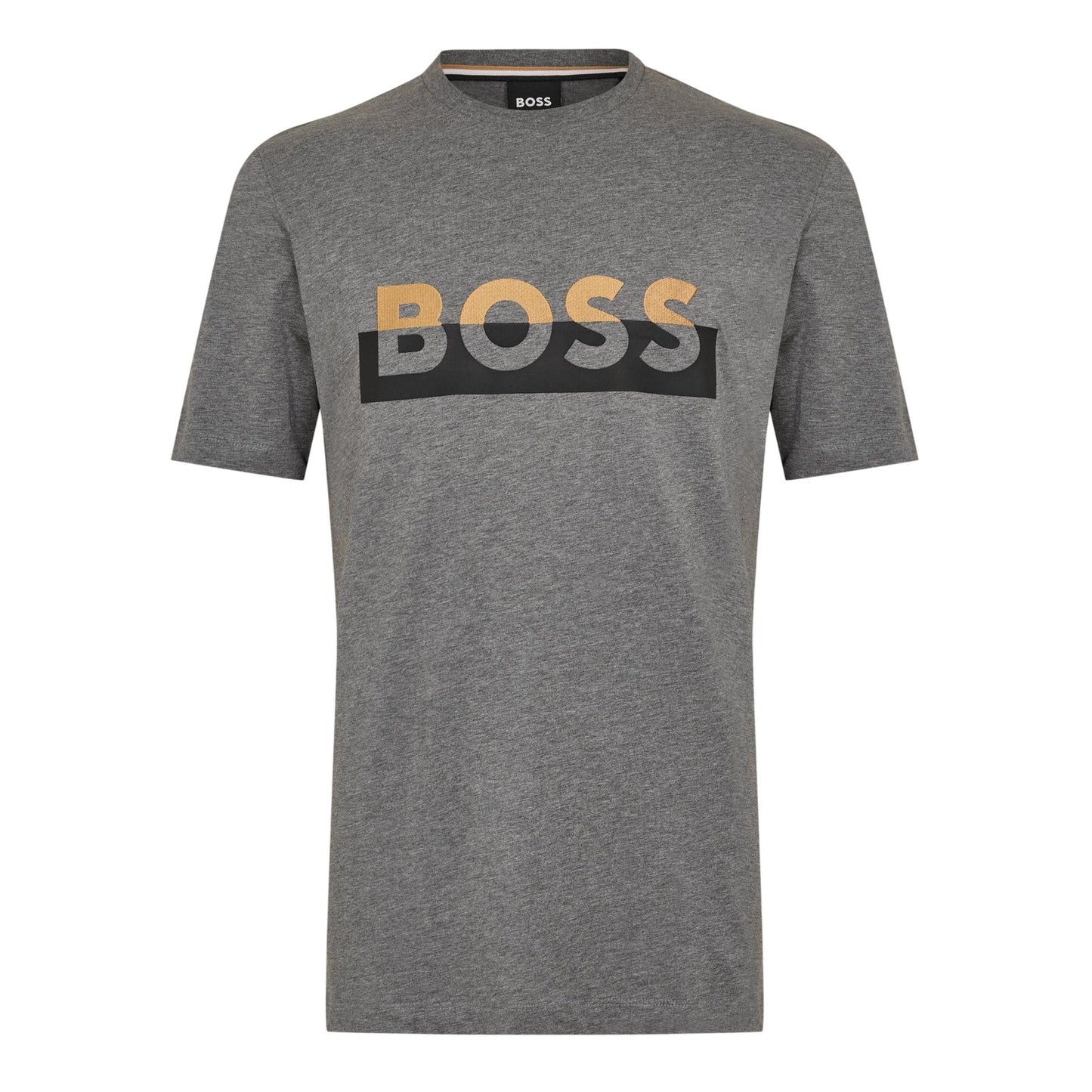 Medium Grey - Front - Boss Mens Lettering Regular T-Shirt