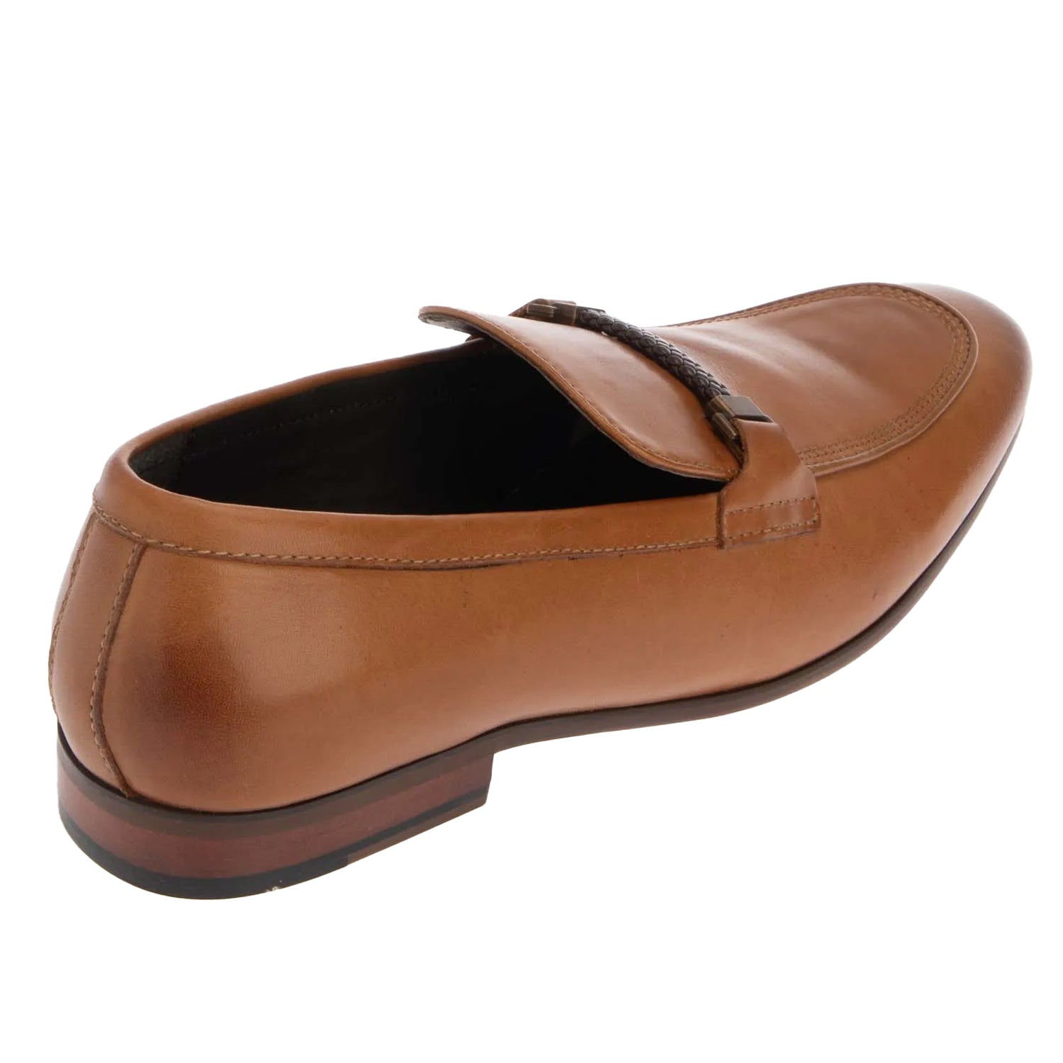 Brown - Back - Dune London Mens Sheldon Leather Loafers