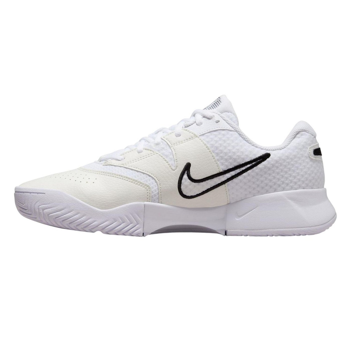 White-Black - Side - Nike Mens Court Lite 4 Tennis Shoes