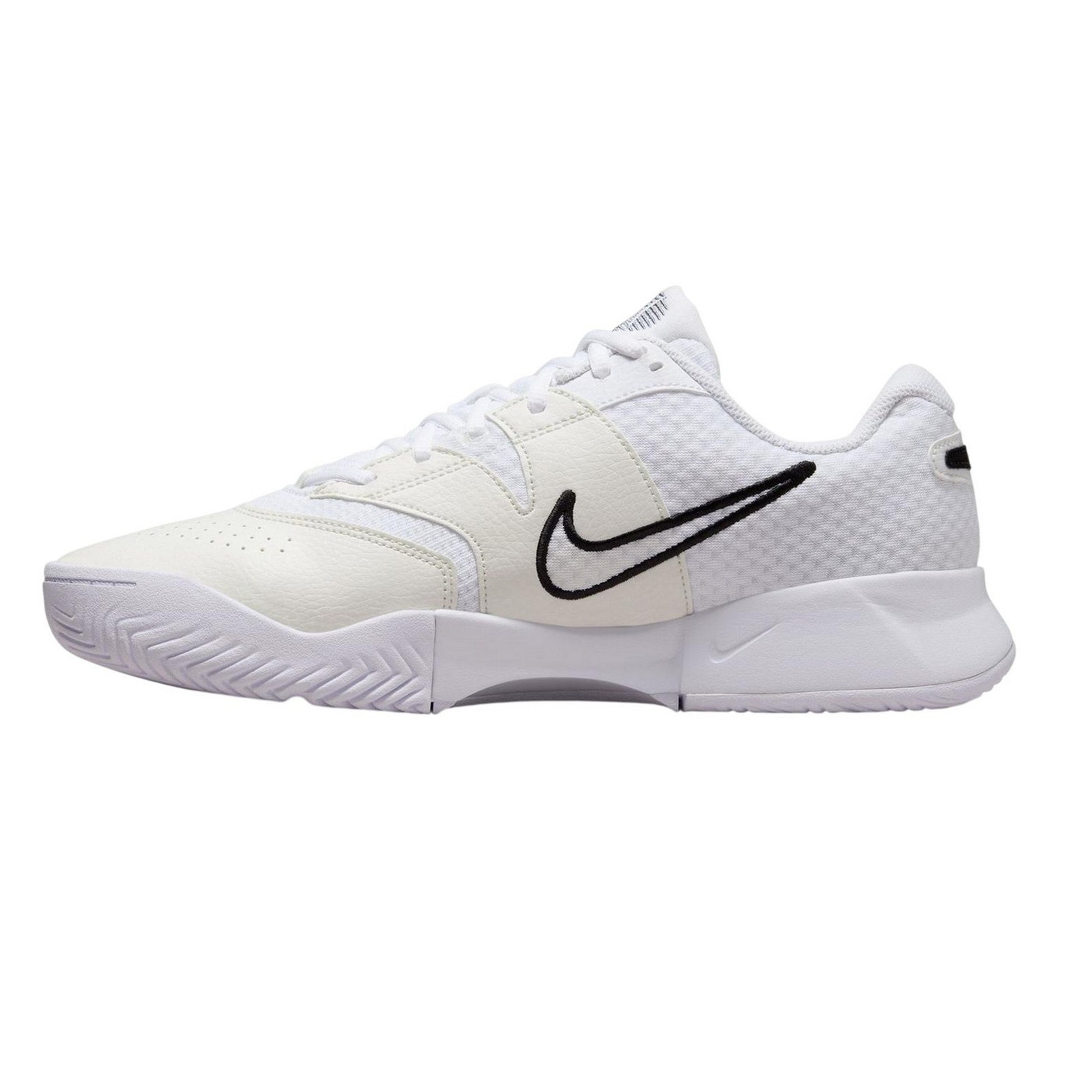 White-Black - Side - Nike Mens Court Lite 4 Tennis Shoes