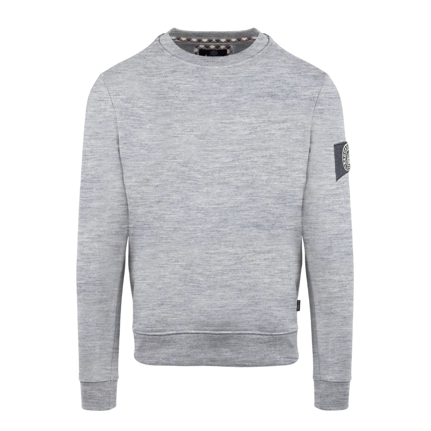 Grey - Front - Aquascutum Mens Patch Ribbed Collar Sweatshirt