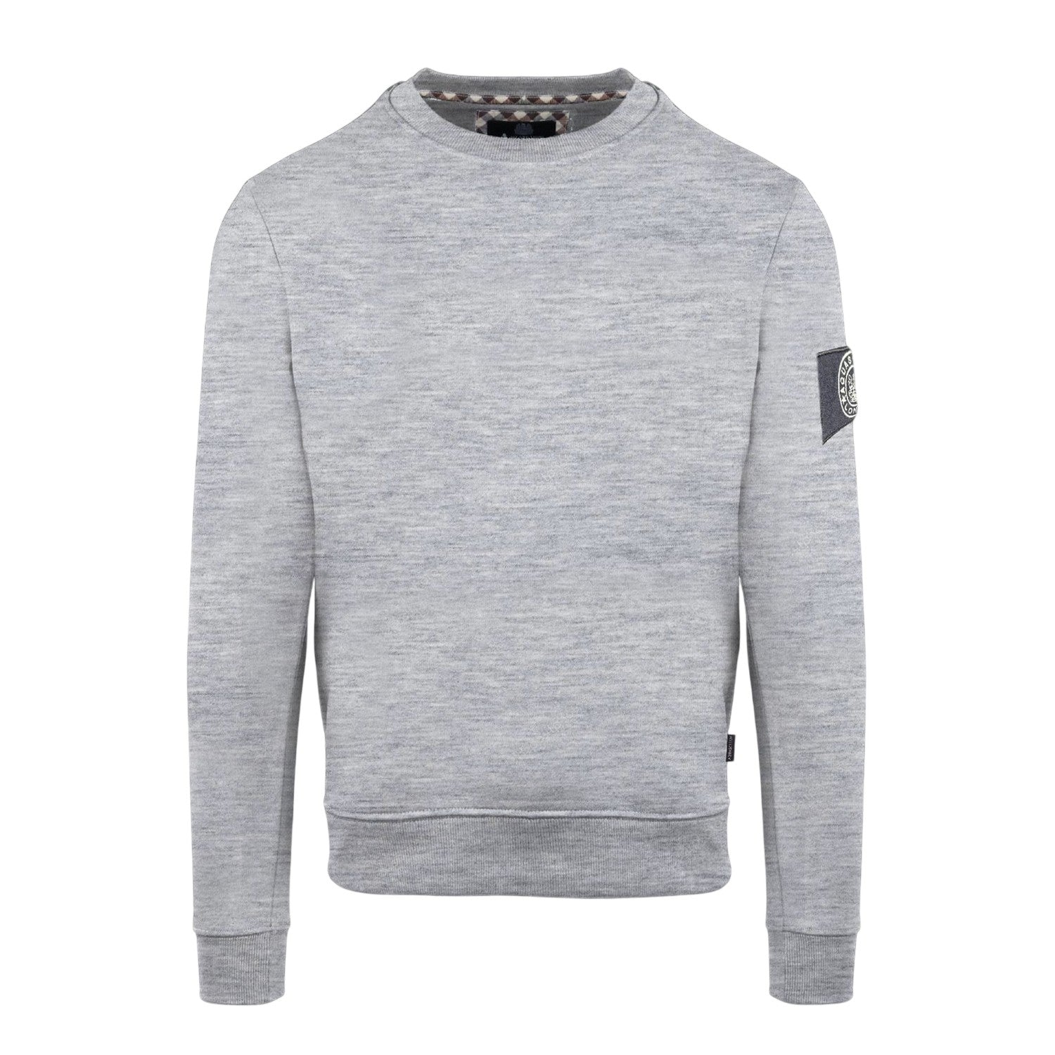 Grey - Front - Aquascutum Mens Patch Ribbed Collar Sweatshirt