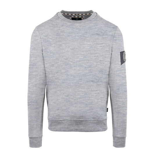 Grey - Front - Aquascutum Mens Patch Ribbed Collar Sweatshirt