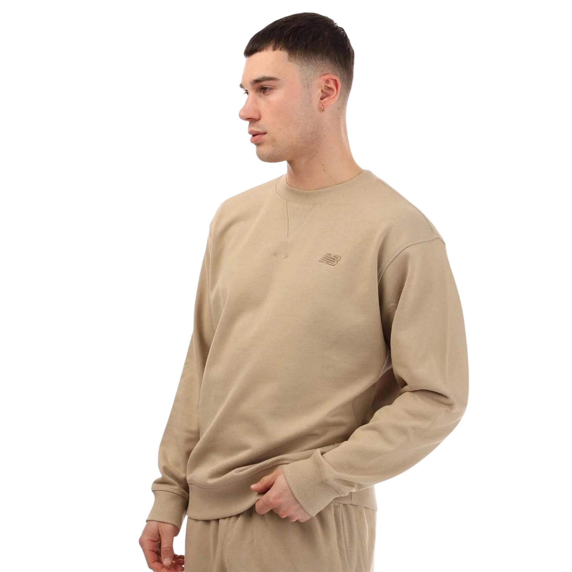 Stone - Side - New Balance Mens French Terry Crew Neck Sweatshirt