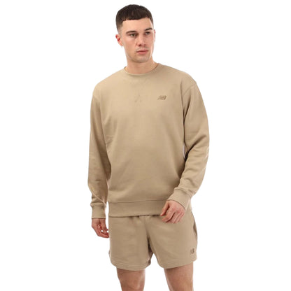 Stone - Front - New Balance Mens French Terry Crew Neck Sweatshirt