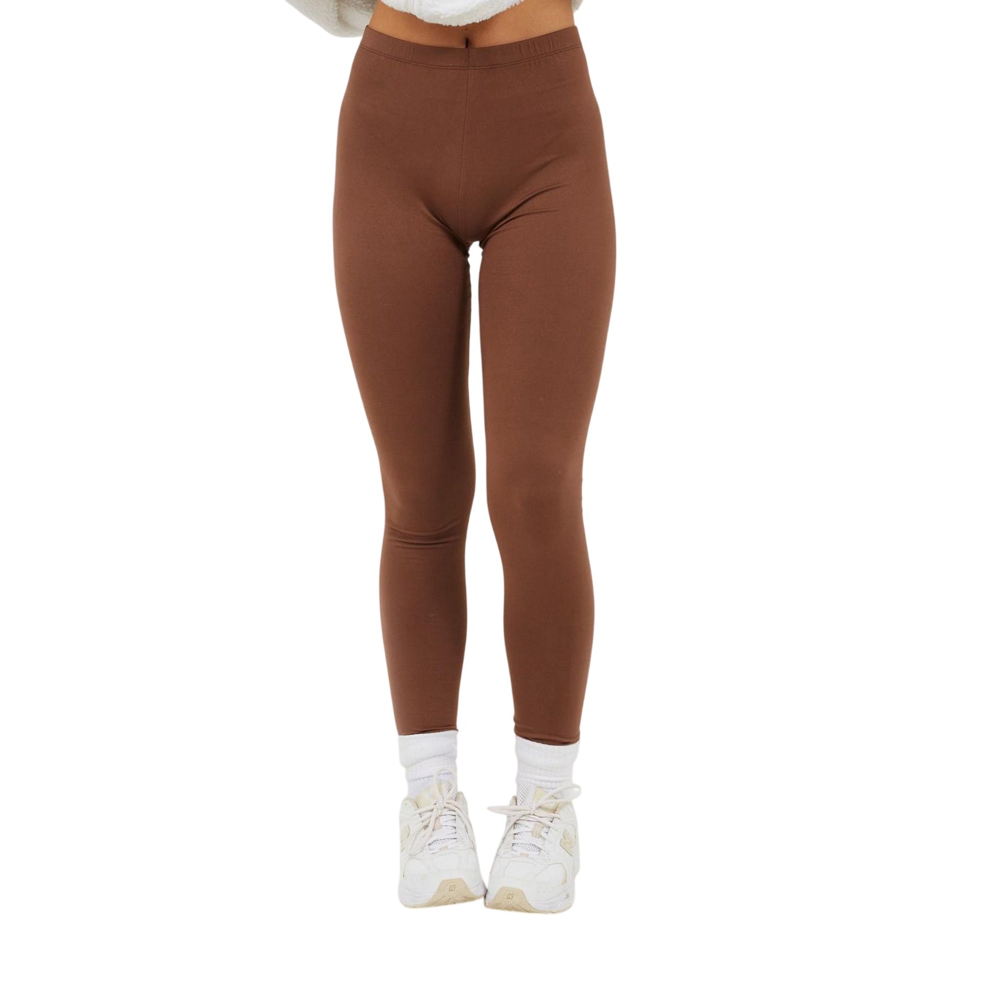 Chocolate - Front - Brave Soul Womens-Ladies Polyester Plain Leggings