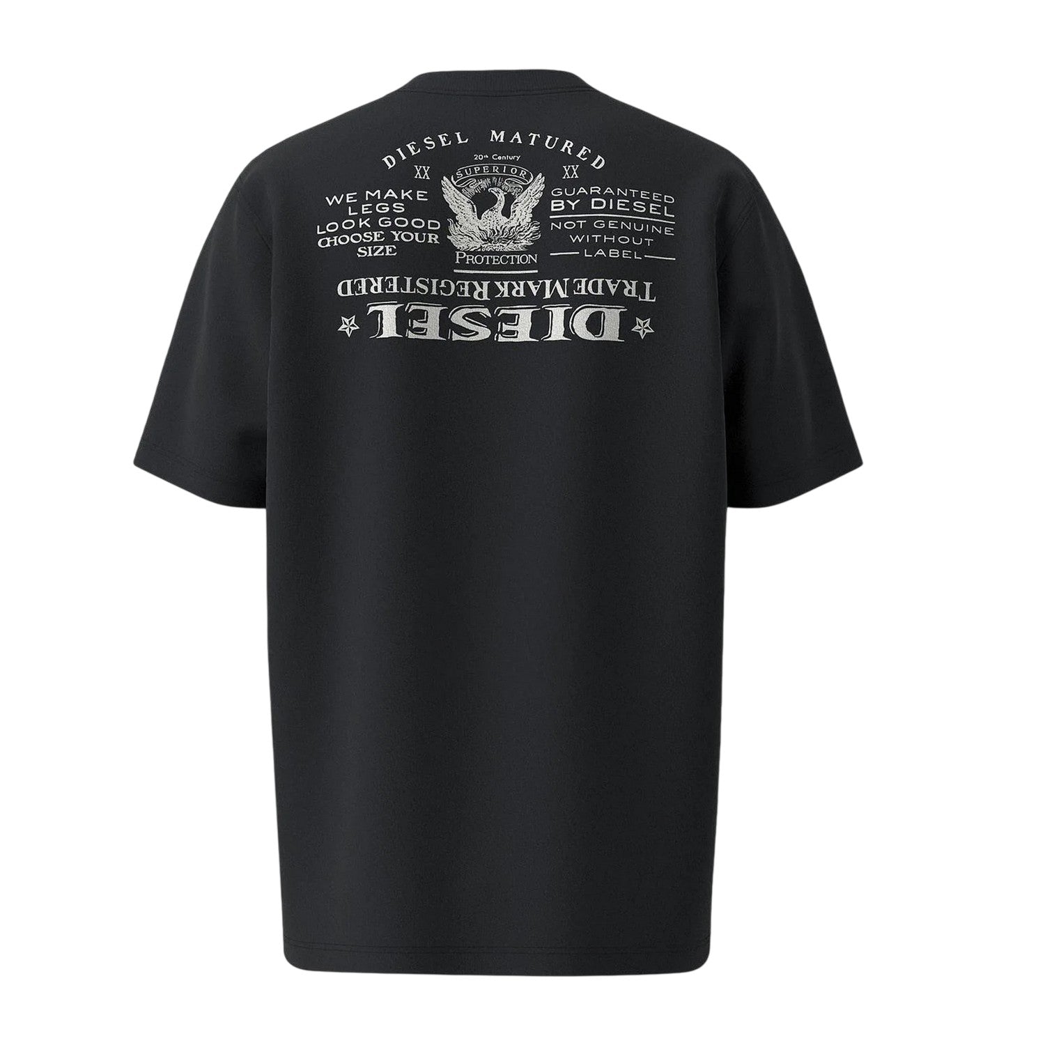 Black - Back - Diesel Mens Upside Down Back Print T-Shirt