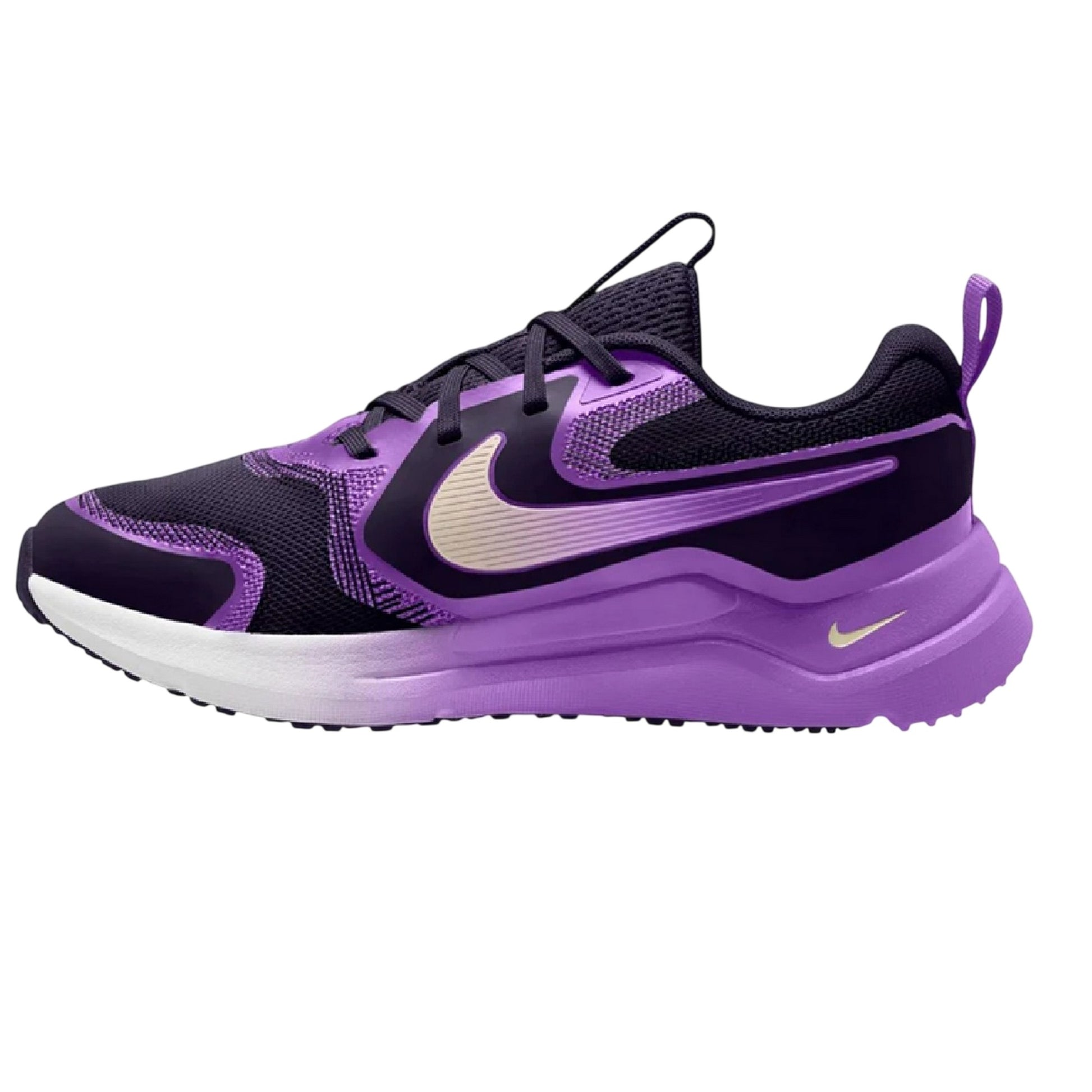 Black-Violet - Back - Nike Childrens-Kids Swoosh Shoes